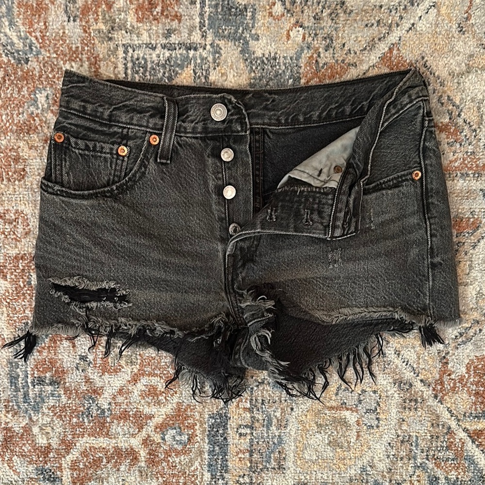 Stylish Black Distressed Denim Shorts